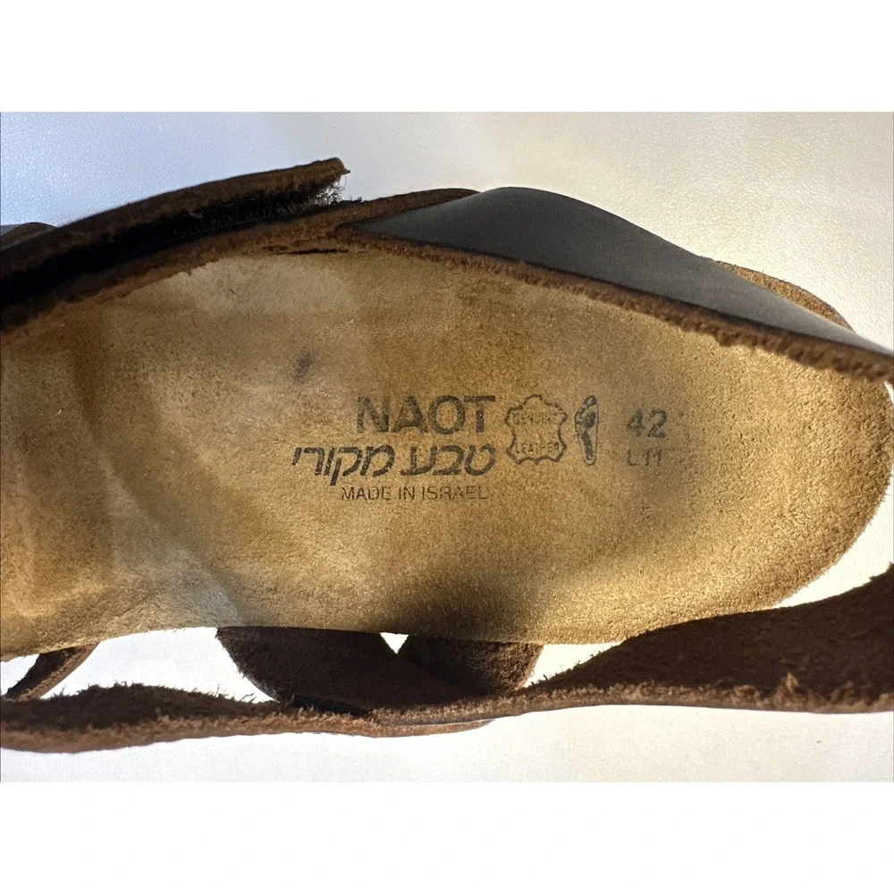 Naot Kayla‎ Brown Leather Cork Sandals Shoes  EU 42 US 11 Woman's Made Israel